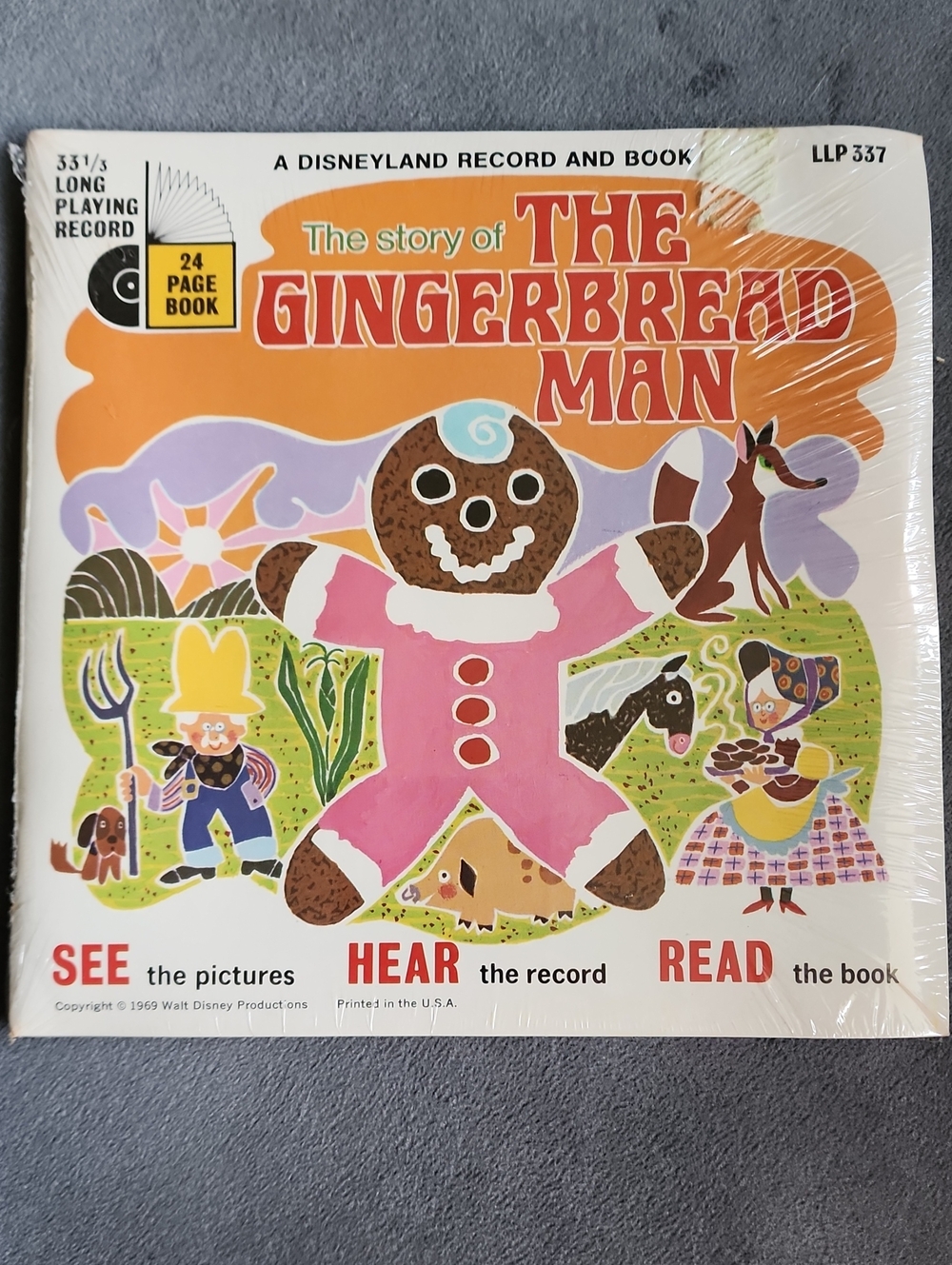 1969 Disney The Story of The Gingerbread Man Record & Book